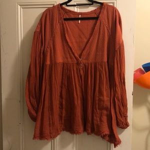 oversized gauze orange free people shirt